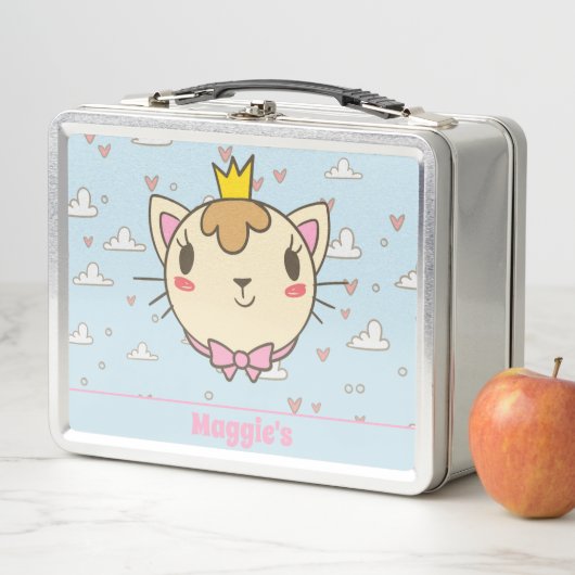 Cute Cat Monogrammed Lunch Box (In situ)