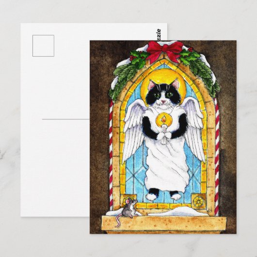 Cute Cat Mouse briefkaart met kerstmis (Voorkant / Achterkant)
