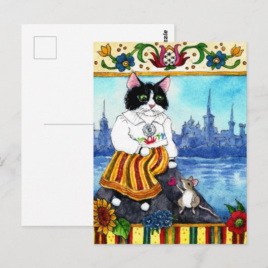 Cute Cat Mouse Estonian folklore myth briefkaart (Voorkant / Achterkant)