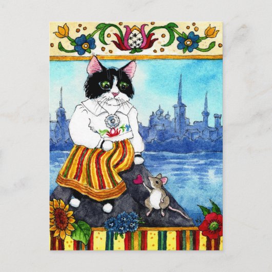 Cute Cat Mouse Estonian folklore myth briefkaart (Voorkant)