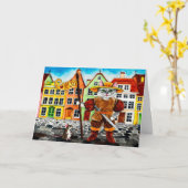 Cute Cat Mouse Estonian Folklore Wenskaart Kaart (Gele Bloem)