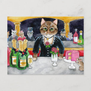 Cute Cat Mouse Paris Nightclub briefkaart