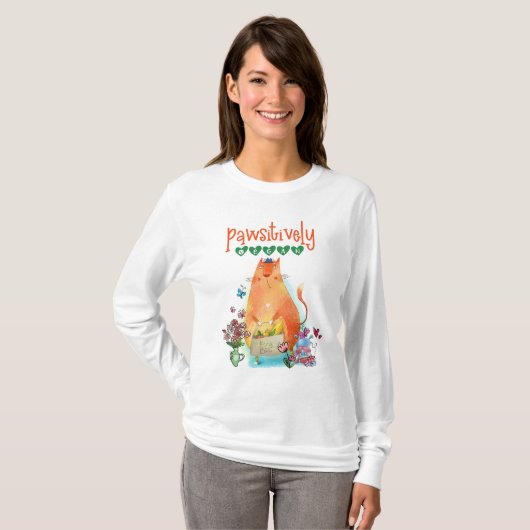 Cute Cat Mouse Pawsitive Vegan Humor T-shirt (Voorkant volledig)