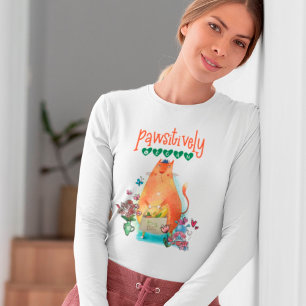 Cute Cat Mouse Pawsitive Vegan Humor T-shirt
