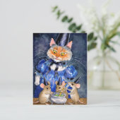 Cute Cat Mouse Witch Halloween-herfstcauldron Briefkaart (Staand voorkant)