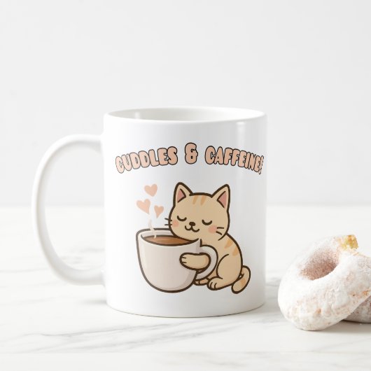 Cute Cat Mug – Funny Coffee Lover Gift Koffiemok (Met donut)