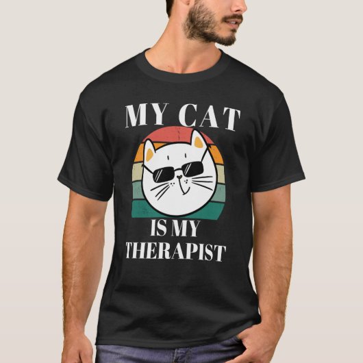 Cute Cat My Cat is My Therapist T-shirt (Voorkant)