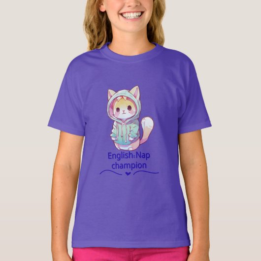Cute Cat Nap Champion Too T-Shirt (Voorkant)