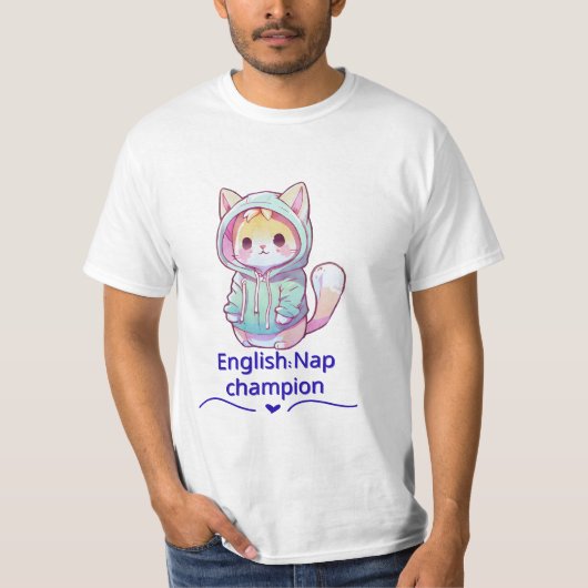 Cute Cat Nap Champion Too T-Shirt (Voorkant)