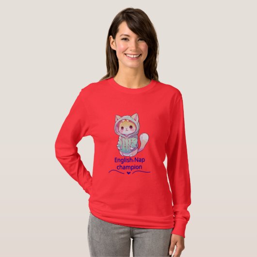 Cute Cat Nap Champion Too T-Shirt (Voorkant volledig)