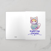 Cute Cat Nap Champion Too T-Shirt Folie Wenskaart (Buiten Laag)
