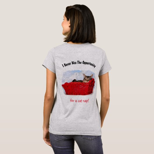 Cute Cat Nap Sleeping Kitten in Red Basket Custom  T-shirt (Achterkant volledig)