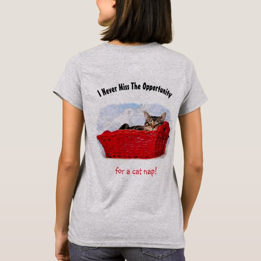 Cute Cat Nap Sleeping Kitten in Red Basket Custom  T-shirt (Achterkant)