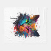 Cute Cat Neon Ink Splash Fleece Deken (Voorkant (Horizontaal))