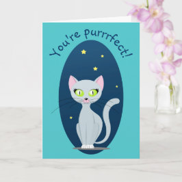 Cute Cat night sky Cartoon Funny text Custom color Kaart