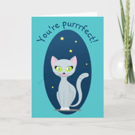 Cute Cat night sky Cartoon Funny text Custom color Kaart