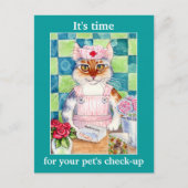 Cute cat nurse Veterinarian appointed reminder Briefkaart (Voorkant)