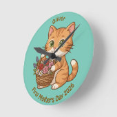 Cute Cat Nursery Wall Clock: Baby Gift Ronde Klok (Hoek)