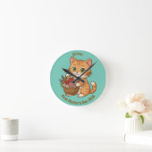 Cute Cat Nursery Wall Clock: Baby Gift Ronde Klok (Huis)