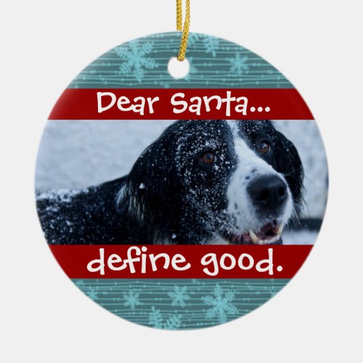 Cute Cat of Dog Pet met kerstfoto-versiering Keramisch Ornament (Voorkant)