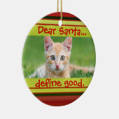 Cute Cat of Dog Pet met kerstfoto-versiering Keramisch Ornament (Rechts)