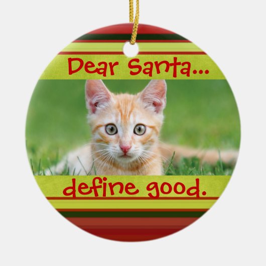 Cute Cat of Dog Pet met kerstfoto-versiering Keramisch Ornament (Voorkant)