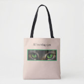 Cute cat-ogen op beige tote bag (Voorkant)