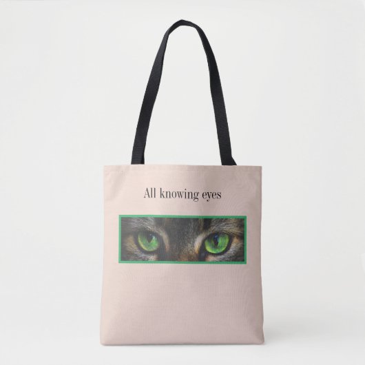 Cute cat-ogen op beige tote bag (Voorkant)