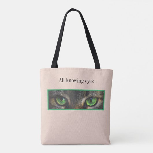Cute cat-ogen op beige tote bag (Achterkant)