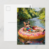 Cute Cat on a Float Trip Briefkaart (Voorkant / Achterkant)