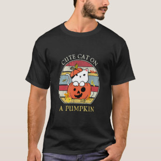Cute Cat on a Pumpkin T-shirt