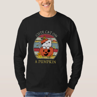 Cute Cat on a Pumpkin T-shirt