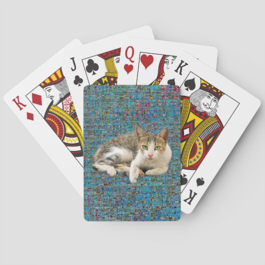 Cute cat on abstract background pokerkaarten (Achterkant)