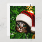 Cute Cat on Christmas tree Briefkaart (Voorkant / Achterkant)