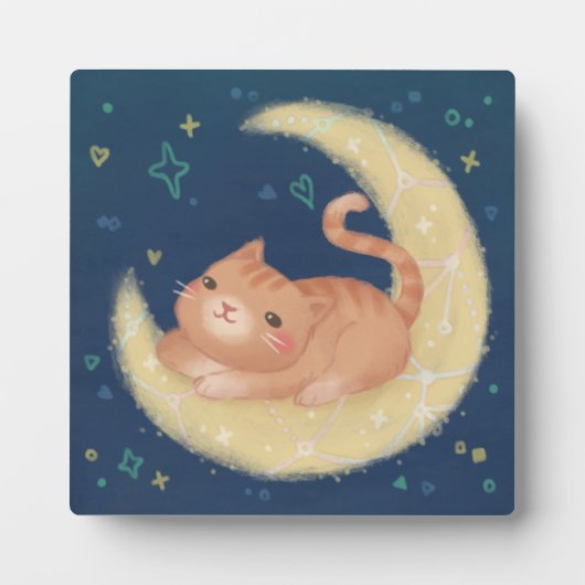 Cute Cat on the Moon Fotoplaat (Voorkant)