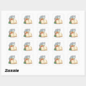 Cute Cat on top of a Book Stack Vierkante Sticker (Vel)