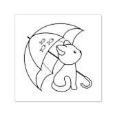 Cute Cat onder het paraplu zelfinkend stempel (Design)