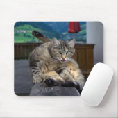 Cute Cat onderbroken tijdens het groeien Muismat (Met muis)