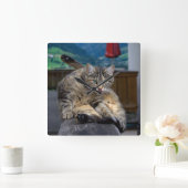 Cute Cat onderbroken tijdens het groeien Vierkante Klok (Huis)