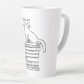Cute Cat op Books Latte Mok (Rechterhoek)