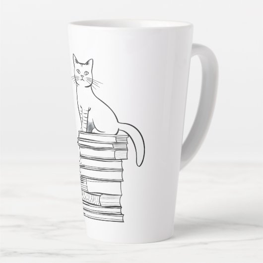 Cute Cat op Books Latte Mok (Rechterhoek)