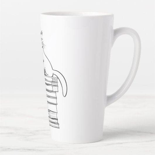 Cute Cat op Books Latte Mok (Rechts)