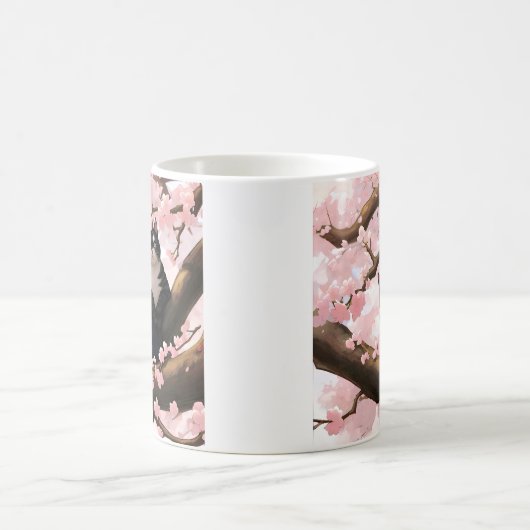 Cute Cat op een Cherry Blossom Tree Koffiemok (Center)