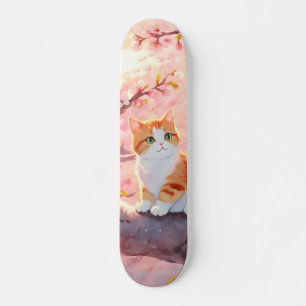 Cute Cat op een Cherry Blossom Tree Persoonlijk Skateboard