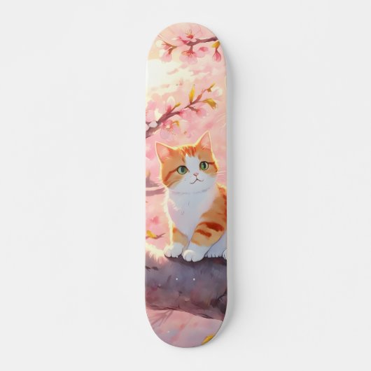 Cute Cat op een Cherry Blossom Tree Persoonlijk Skateboard (Voorkant)