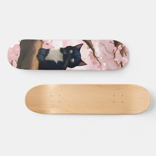 Cute Cat op een Cherry Blossom Tree Persoonlijk Skateboard (Horizontaal)