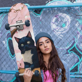 Cute Cat op een Cherry Blossom Tree Persoonlijk Skateboard