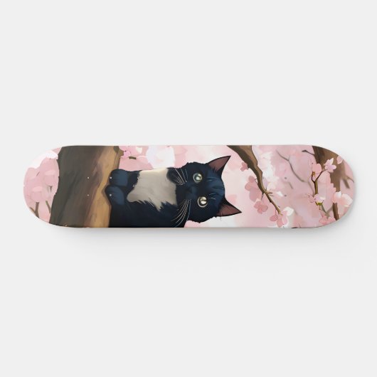 Cute Cat op een Cherry Blossom Tree Persoonlijk Skateboard (Horizontaal)