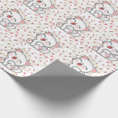 Cute Cat op roze rondes Cadeaupapier (Hoek)