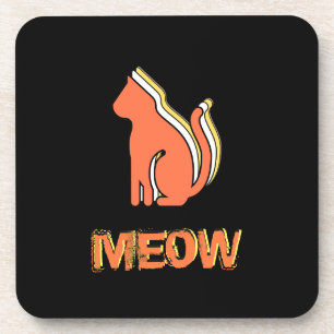 Cute Cat, Oranje en geel dier, Abstracte Pop Art Bier Onderzetter